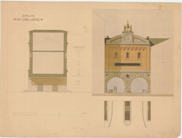 Dipylon, facade og tværsnit