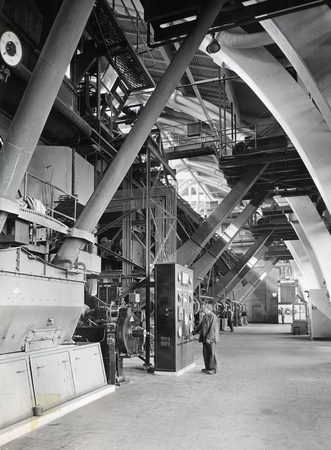 Interiør fra kedelhuset, 1960.